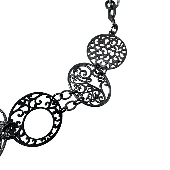 Chico\'s Black Statement Belt Y2K Ornate Metal Disc Chain Link Belt Women med main image 5